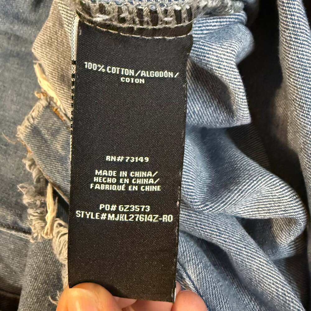 Raw Hem Collared Neck Denim Jacket 3x - Picture 5 of 8